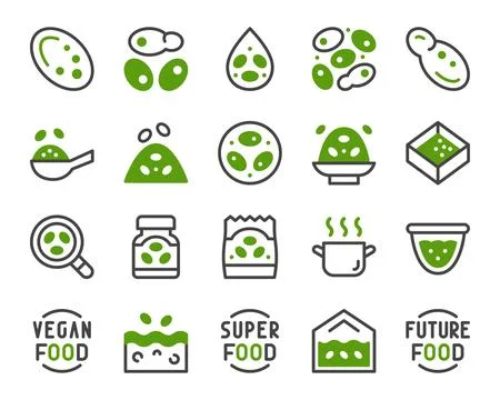 Wolffia globosa two tone icon set イラスト素材