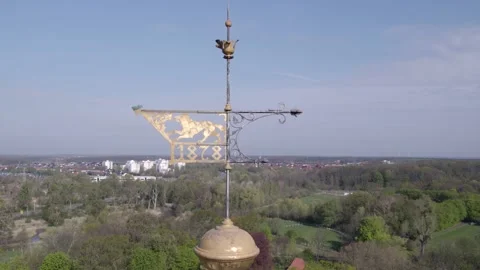 Wolfsburg Castle Weather Vane with Wolf Logo of 1878 Stock Footage 193473463
