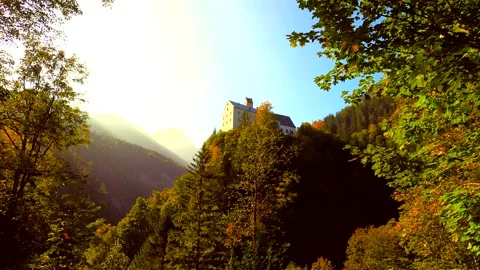 Wolfsklamm gorge in Austria the St. Georgenberg monastery on a hill 4K HDR Stock Footage 252579126