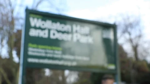 Wollaton Hall Sign Pulled Focus Stock Footage