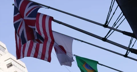 Wolrld Flags Blowing in the Wind 4K Vídeos de archivo 83836980