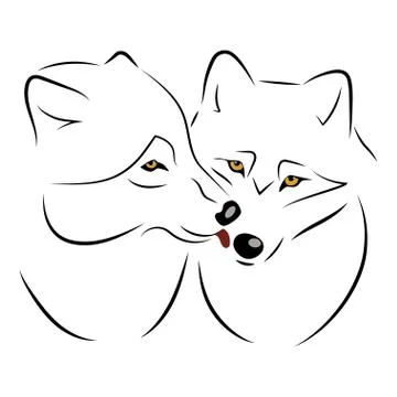 Wolves linear vector illustration on white background Illustration