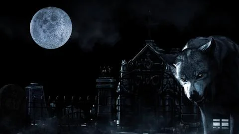 Wolves Moon Stock Illustration