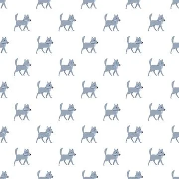 Wolves walking creating a seamless cartoon pattern Stock Illustration
