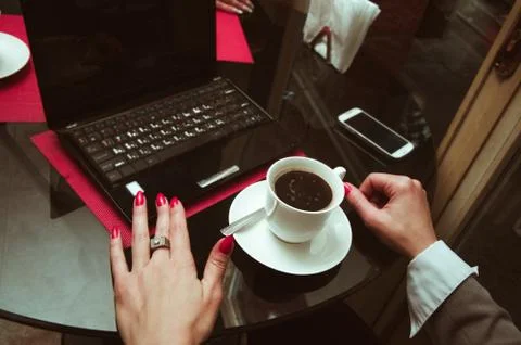 Woma in cafe Stock Photos