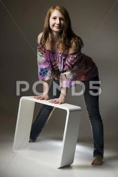 Woman, 35 +, at a photo shoot Stock Photos