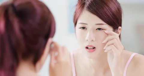 Woman with acne problem Stock Footage 88979082