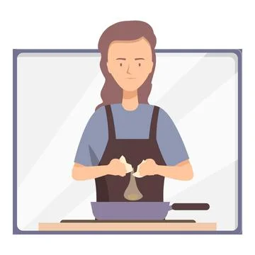 Woman adding ingredients while cooking in the kitchen Stock Illustration