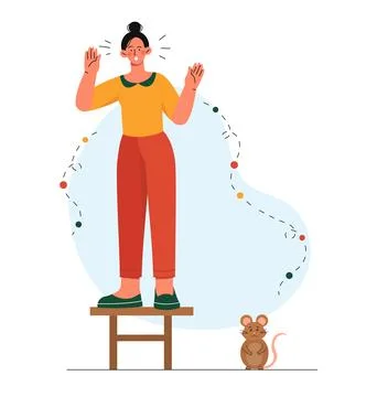 Woman afraid mouse vector Stock-Illustration