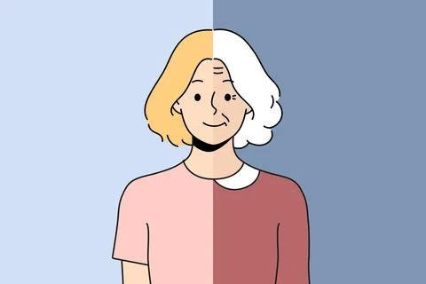 Woman aging process Stock Illustration