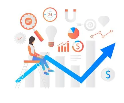 A woman analyzes statistical data Stock Illustration