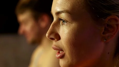 Woman and Man do on Exercise Bike. Stock Footage 75364894