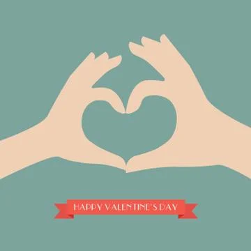 Woman and man hands making up heart shape Stock Illustration