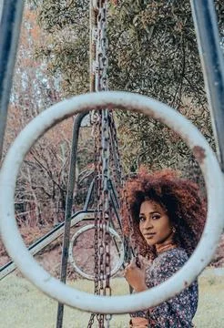 Woman and swing Stock Photos