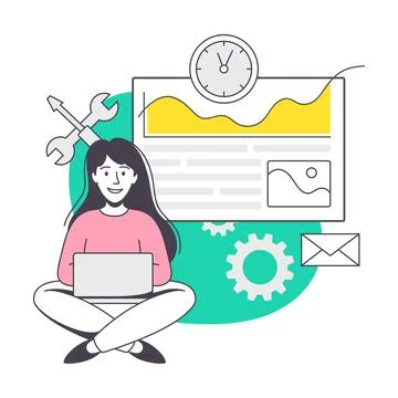 Woman App Dev Professional Developing Software Application for Mobile Device Stock Illustration