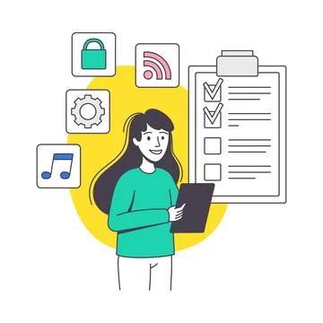 Woman App Dev Professional Developing Software Application for Mobile Device Stock Illustration