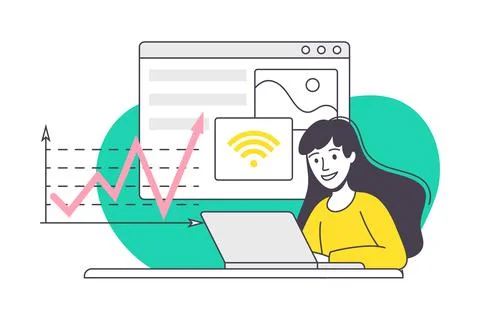 Woman App Dev Professional Developing Software Application for Mobile Device Stock Illustration