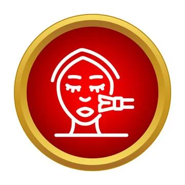 Woman applying blush using makeup brush icon Stock Illustration