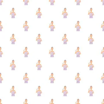 Woman applying makeup seamless pattern for beauty routine 스톡 일러스트