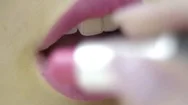 Woman Applying Pink Lipstick On Lips Stock Footage