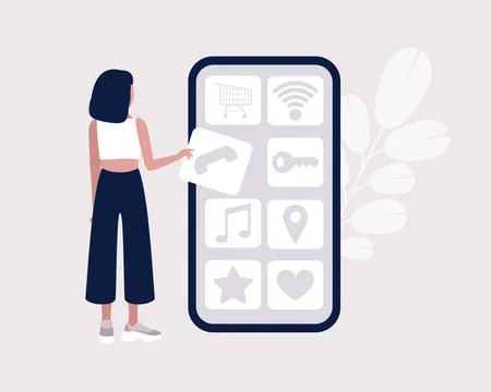 Woman with apps Illustrazione stock