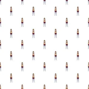 Woman in apron holding pot pattern background 스톡 일러스트