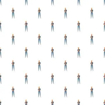 Woman architect engineer worker seamless pattern background Stockillustratie