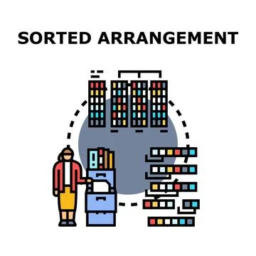 Woman arranging information using data sorting concept Stockillustratie