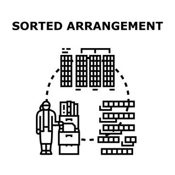 Woman arranging information using data sorting concept Stock Illustration