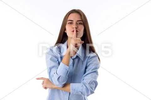 Woman asking to be quiet Stock Photos