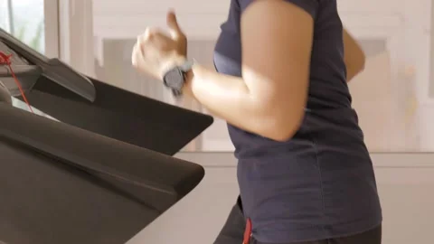 Woman athletic doing exercise on the treadmill. Stock Footage 179517219