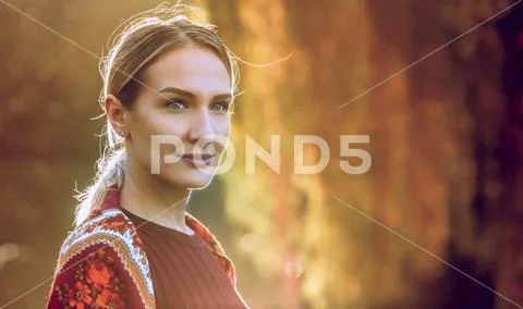 Woman in Autumn - Beauty Fashion Model Girl . Laughing autumn Stock Photos