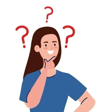 Woman avatar thinking with question marks vector design Stock Illustration