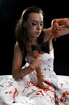 Woman with axe Foto stock