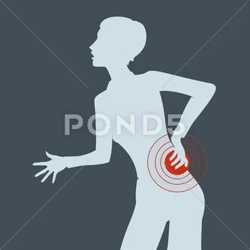 A woman with back pain Stock Illustration
