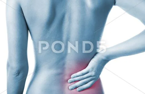 Woman with back pain Stock Photos