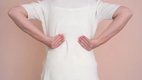 Woman with backache Stock Footage 83096317