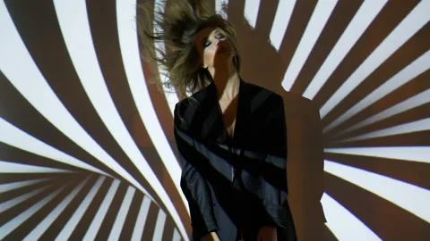 Woman on background art digital performance, dance experimental. A new kind of Stock Footage