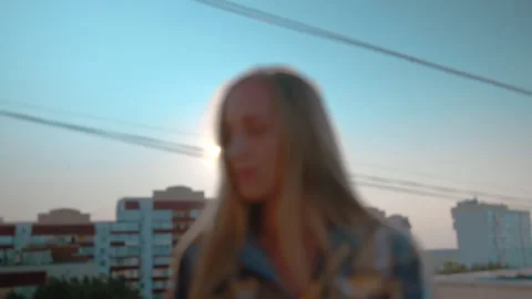 The Woman On The Background Of The Sunset Stock Footage 245281508