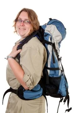 Woman with backpack Stock Photos