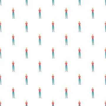 Woman with backpack repeating pattern background 库存插图