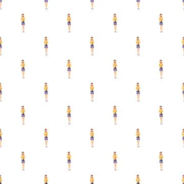 Woman with bag seamless pattern repeating background Stockillustratie