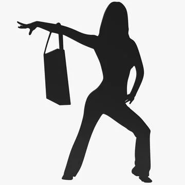 Woman With a Bag Silhouette 3D Model