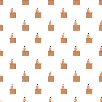 Woman baking bread seamless pattern cartoon illustration Illustrazione stock