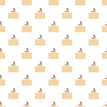 Woman baking bread seamless pattern with table Illustrazione stock
