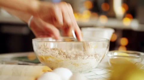 Woman Baking In Kitchen Stock Footage 58593684