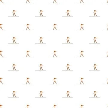 Woman balancing on tightrope repeating pattern 스톡 일러스트