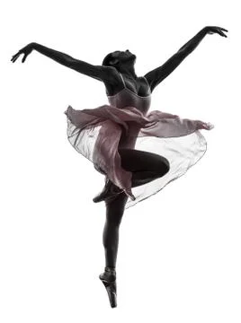 Woman  ballerina ballet dancer dancing silhouette Stock Photos