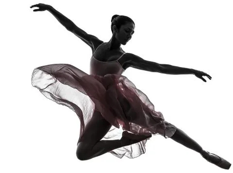 Woman  ballerina ballet dancer dancing silhouette Stock Photos