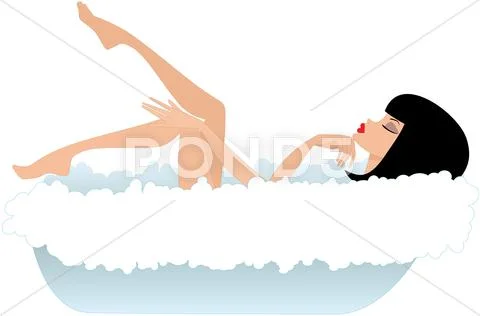 Woman in a bath. white background Stock Illustration